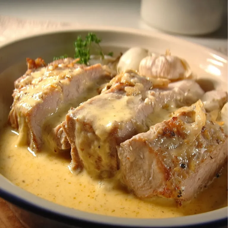 Délicieux rôti de porc au fromage de Maroilles.