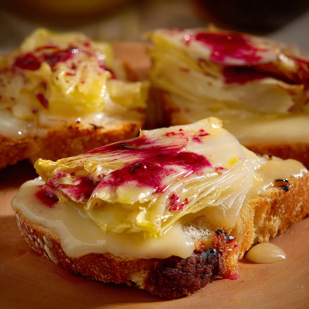 Délicieux toasts gratinés aux endives et au vacherin