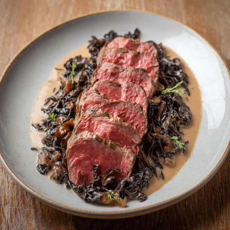 Filet de bœuf en sauce aux trompettes : recette gourmet