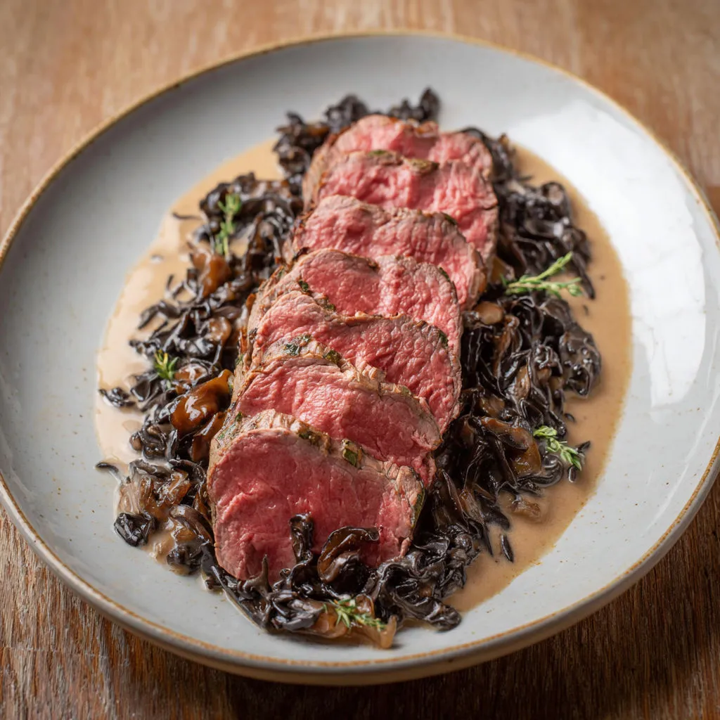 Filet de bœuf en sauce aux trompettes : recette gourmet