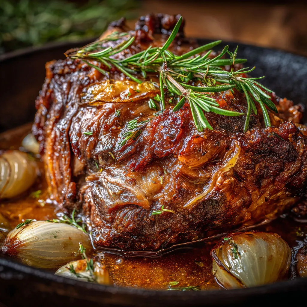 Recette savoureuse d'agneau rôti aux herbes et épices.