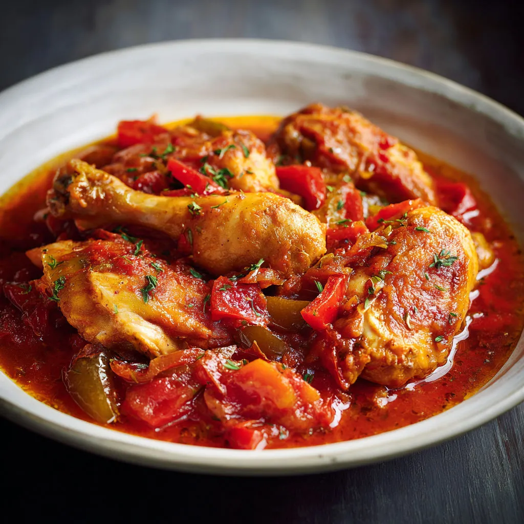 Recette savoureuse de poulet basquaise traditionnel