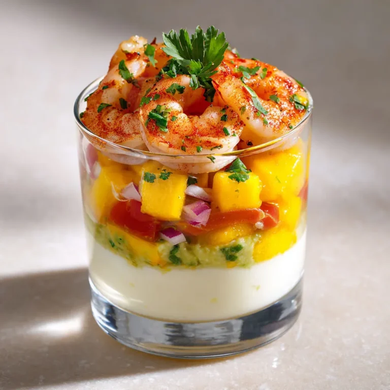 Verrines exotiques : crevettes, mangue et guacamole