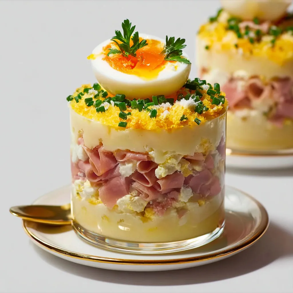 Verrines mimosa : recette gourmande avec jambon et œuf