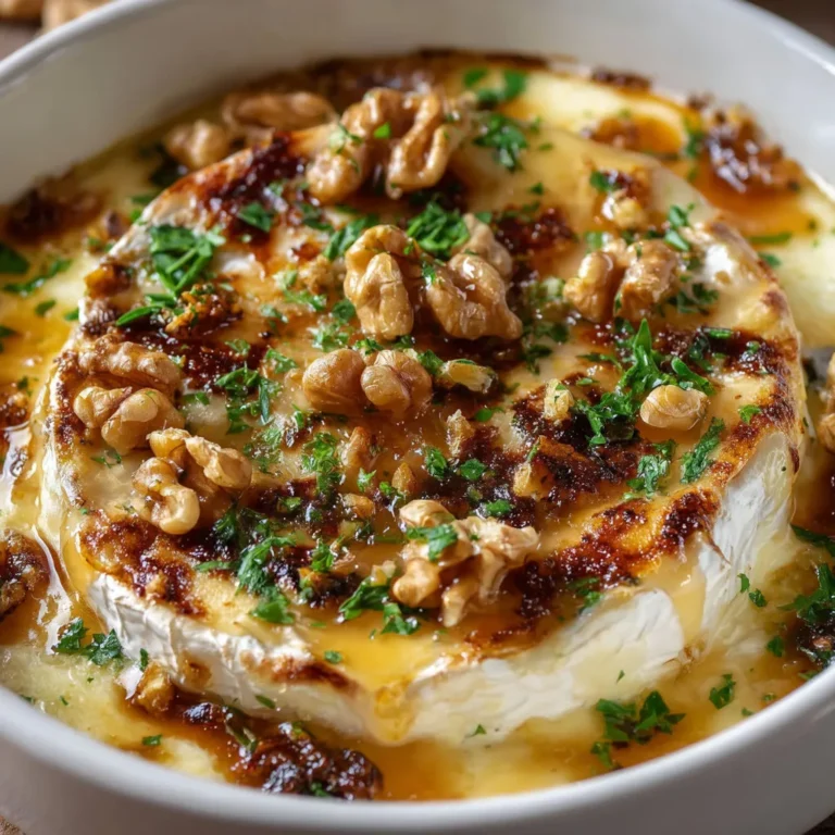 Délice automnal : Brie rôti aux poires, noix et miel