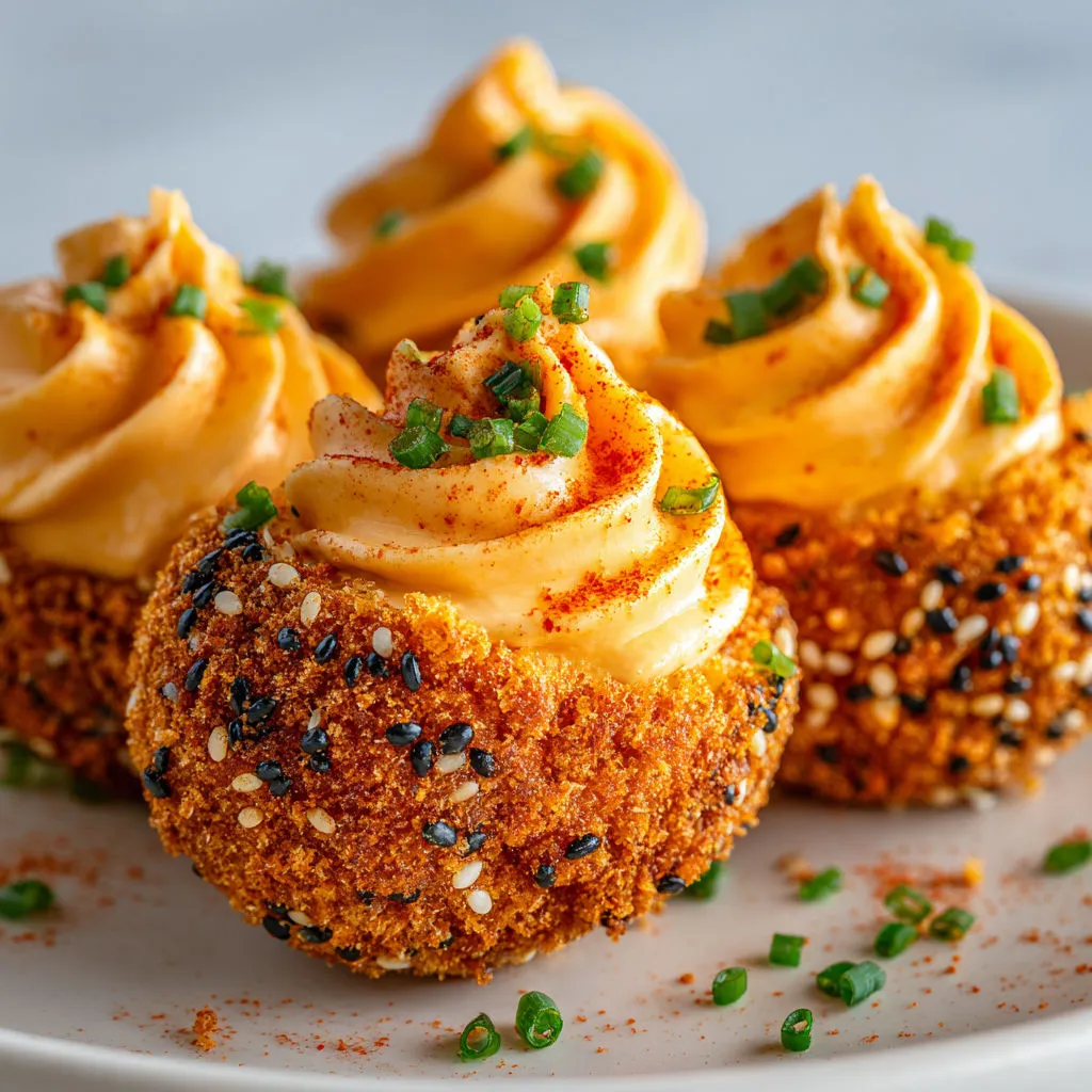 Délice croustillant : œufs mimosa au chorizo.