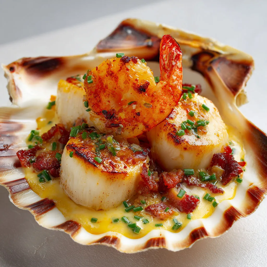 Délice marin : Saint-Jacques enrobées de lard au safran