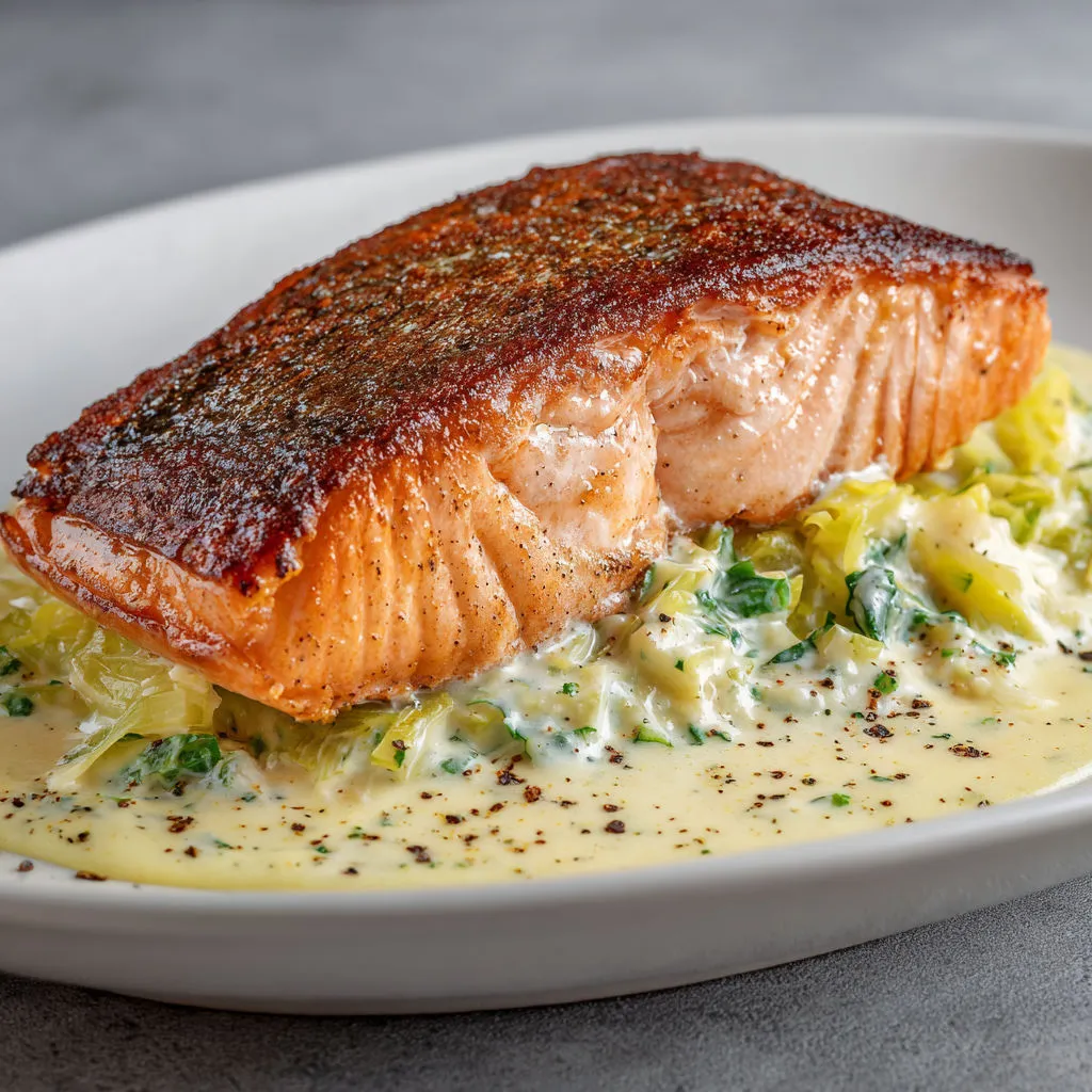 Délice saumon fondant aux poireaux et aneth