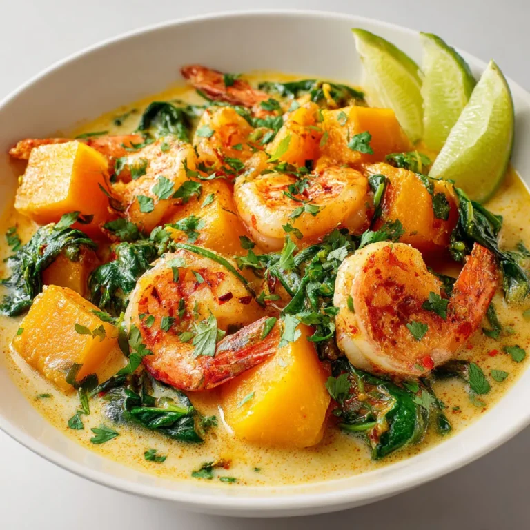 Délicieuse blanquette de crevettes au potiron et à la noix de coco