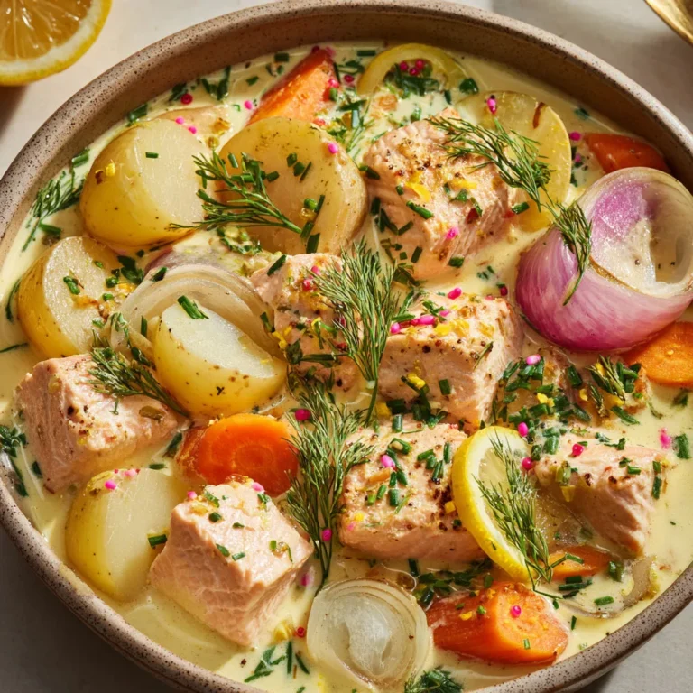 Délicieuse blanquette de saumon à la sauce poulette