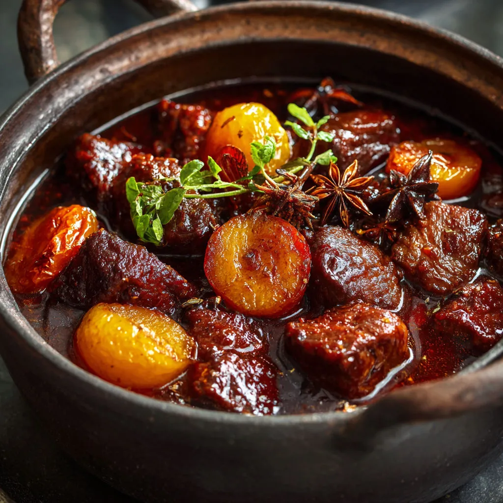 Délicieuse daube de veau aux coings et kumquats