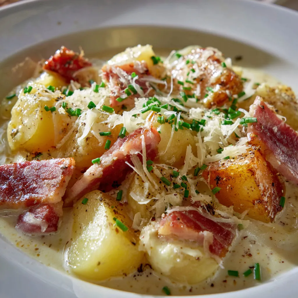 Délicieuse potée de navets avec lard et pommes