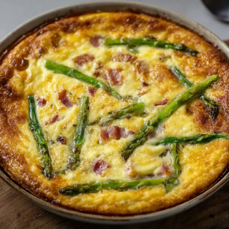 Délicieuse quiche sans pâte aux asperges et jambon