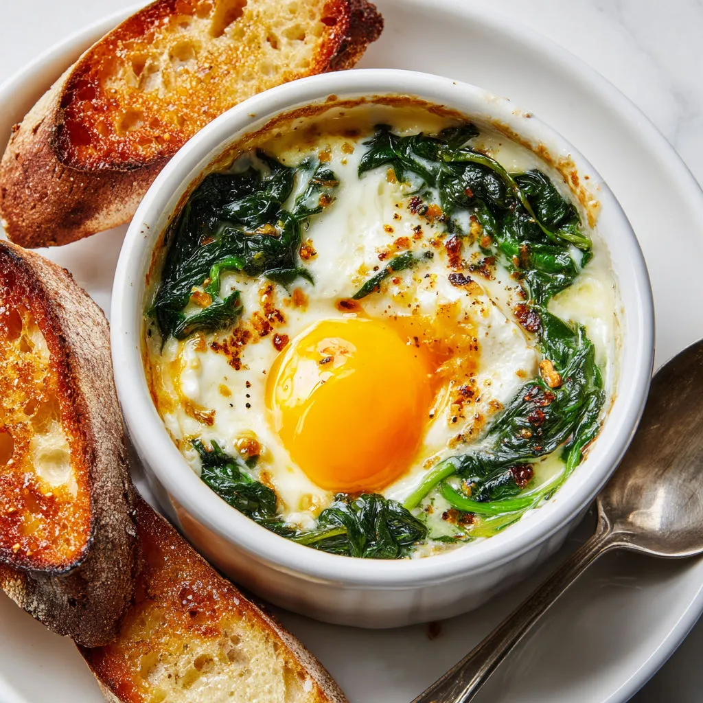 Délicieuse recette Œufs cocotte chèvre épinards prête en minutes