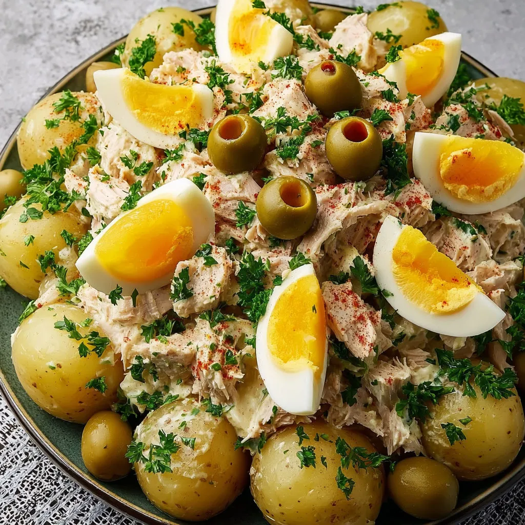 Délicieuse salade pommes thon olives œufs: recette fraîcheur et gourmandise
