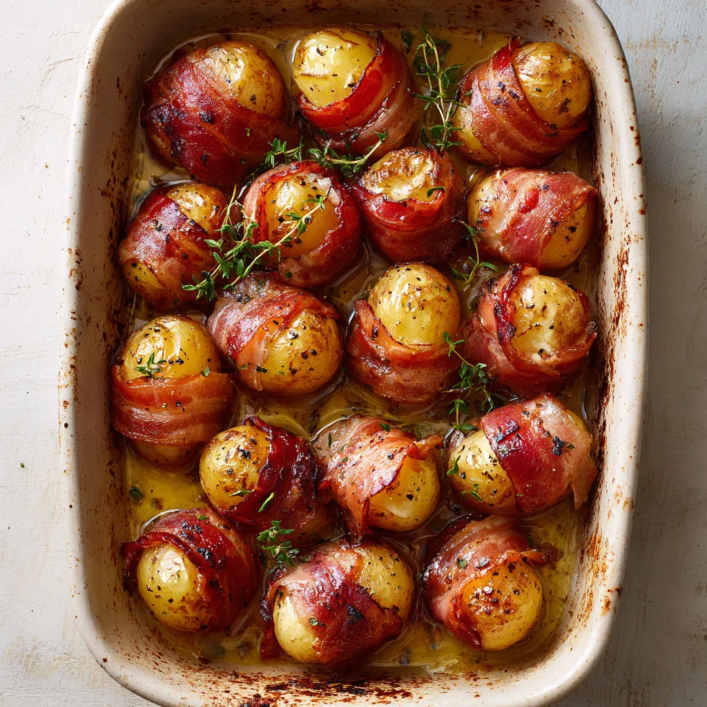 Délicieuses pommes de terre au lard fumé : recette savoureuse