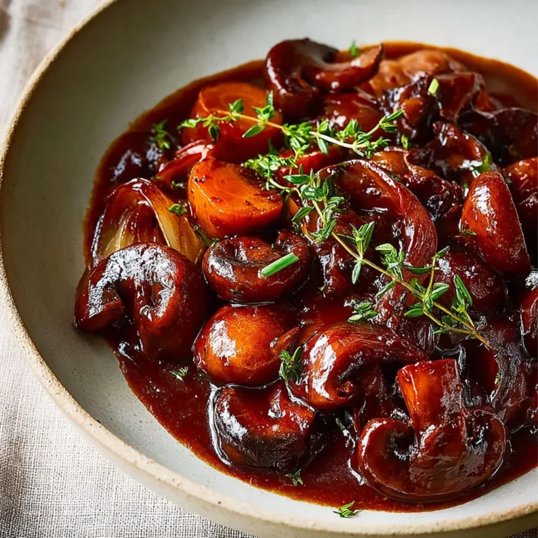 Délicieux bourguignon végétarien aux champignons sauvages