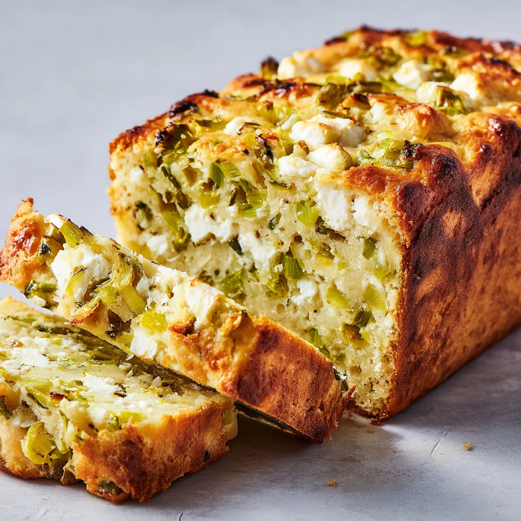 Délicieux cake aux poireaux et feta, zéro gaspillage.