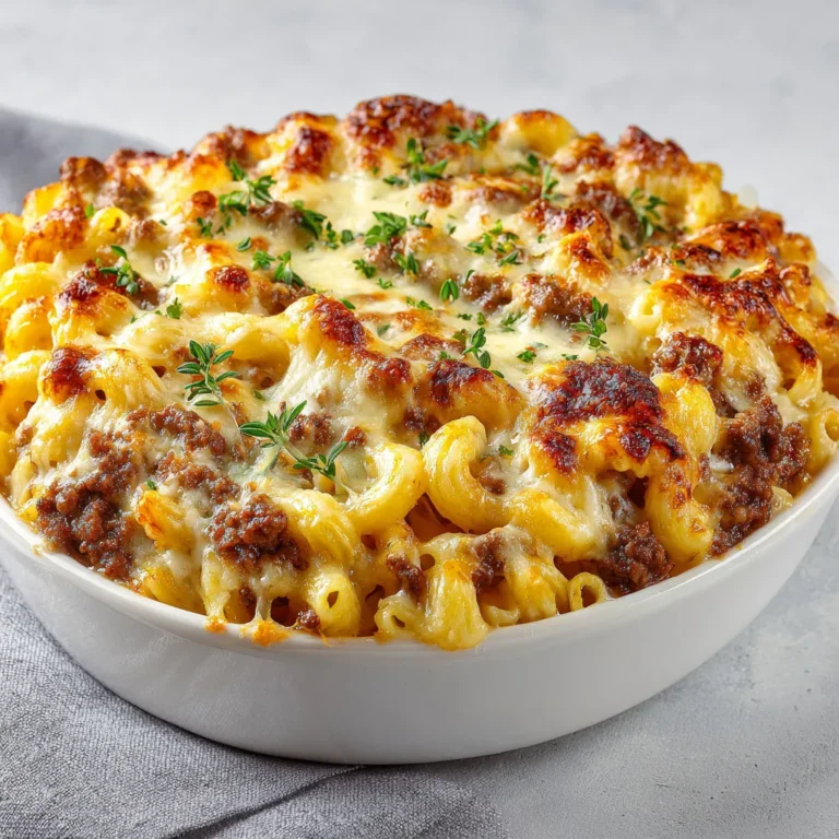 Délicieux gratin de macaronis au fromage et à la viande