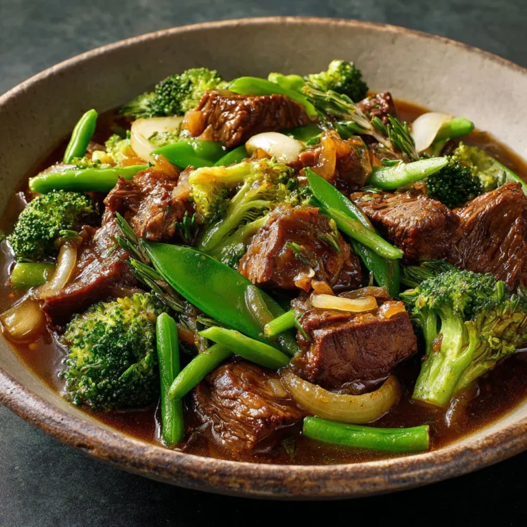 Délicieux mijoté de bœuf aux légumes verts tendres