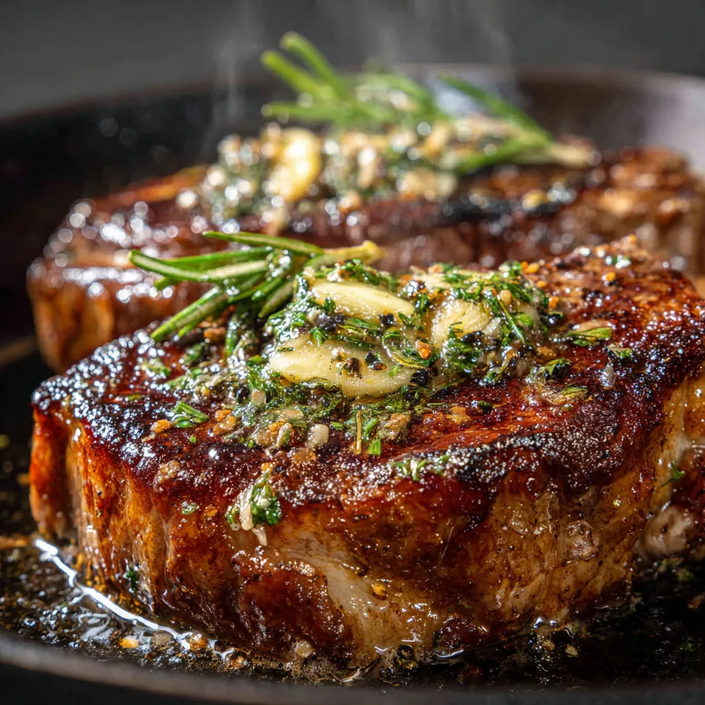 Délicieux ribeye saignant au beurre d'ail: recette incontournable!