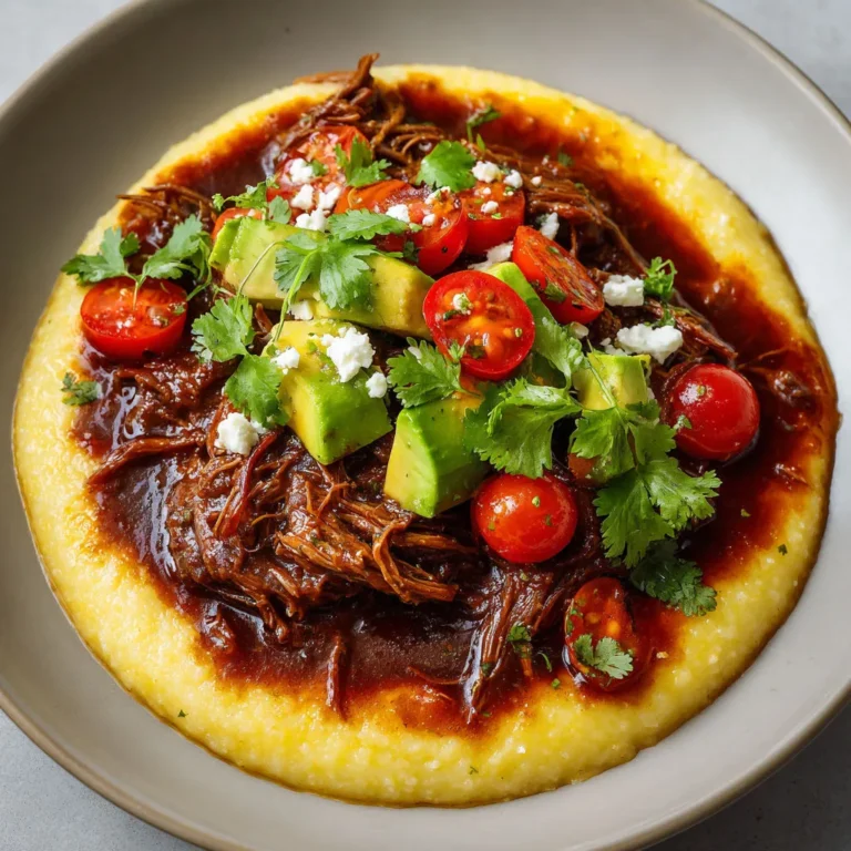 Effiloché de bœuf sur lit de polenta crémeuse