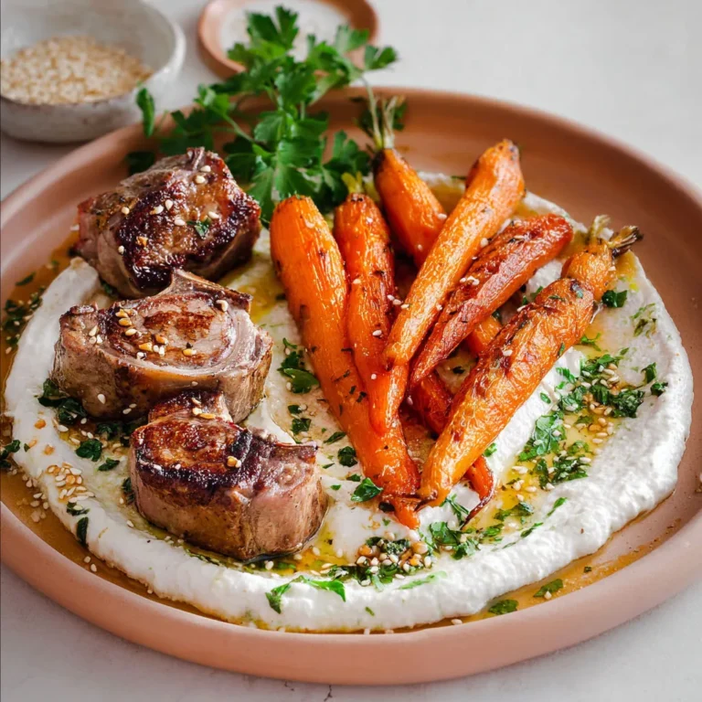 Filet d'agneau caramélisé aux carottes et sésame