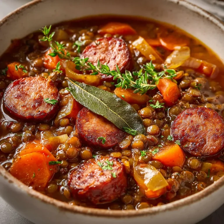Recette saucisses lentilles façon grand-mère.